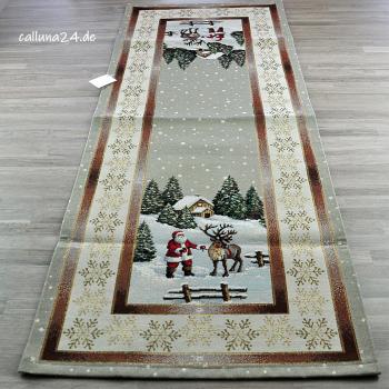 Tischläufer Gobelin Weihnachtsmann Elch Weihnachten Edel Landhaus